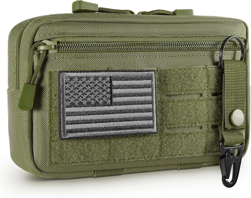 FRTKK Tactical Molle Admin Pouch Utility Laser Cut EDC Tool Pouch Bag Horizontal Modular Pouches Include US Flag Patch and Keychain - Image 1